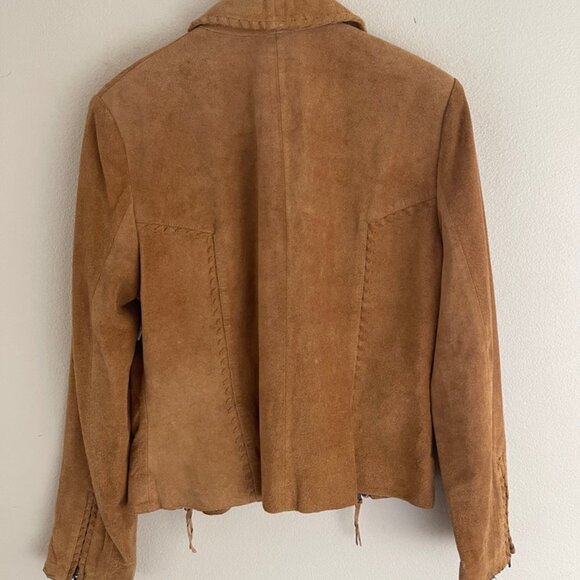 DOUBLE D RANCH Brown Suede Leather Zip Front Jacket/Zip Pockets: Medium; NWOT!! - Picture 3 of 9